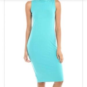 Chic Turquoise Sleeveless Midi Dress Women’s size small